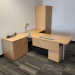 Blonde T-Suite Desk System w/ Cabinet & Under Privacy Screen